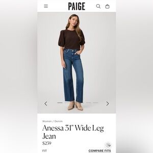 PAIGE Anessa 31" Wide Leg Jean - Dark Blue
